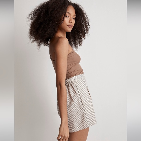 NWT Madewell Clean Pull-On Shorts in Jacquard - Size 0 - Brown & Cream - Picture 2 of 8